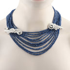 18K White Gold 9.75ct Diamond and 400.0ct Sapphire Multi-StrandNecklace MF12-090525