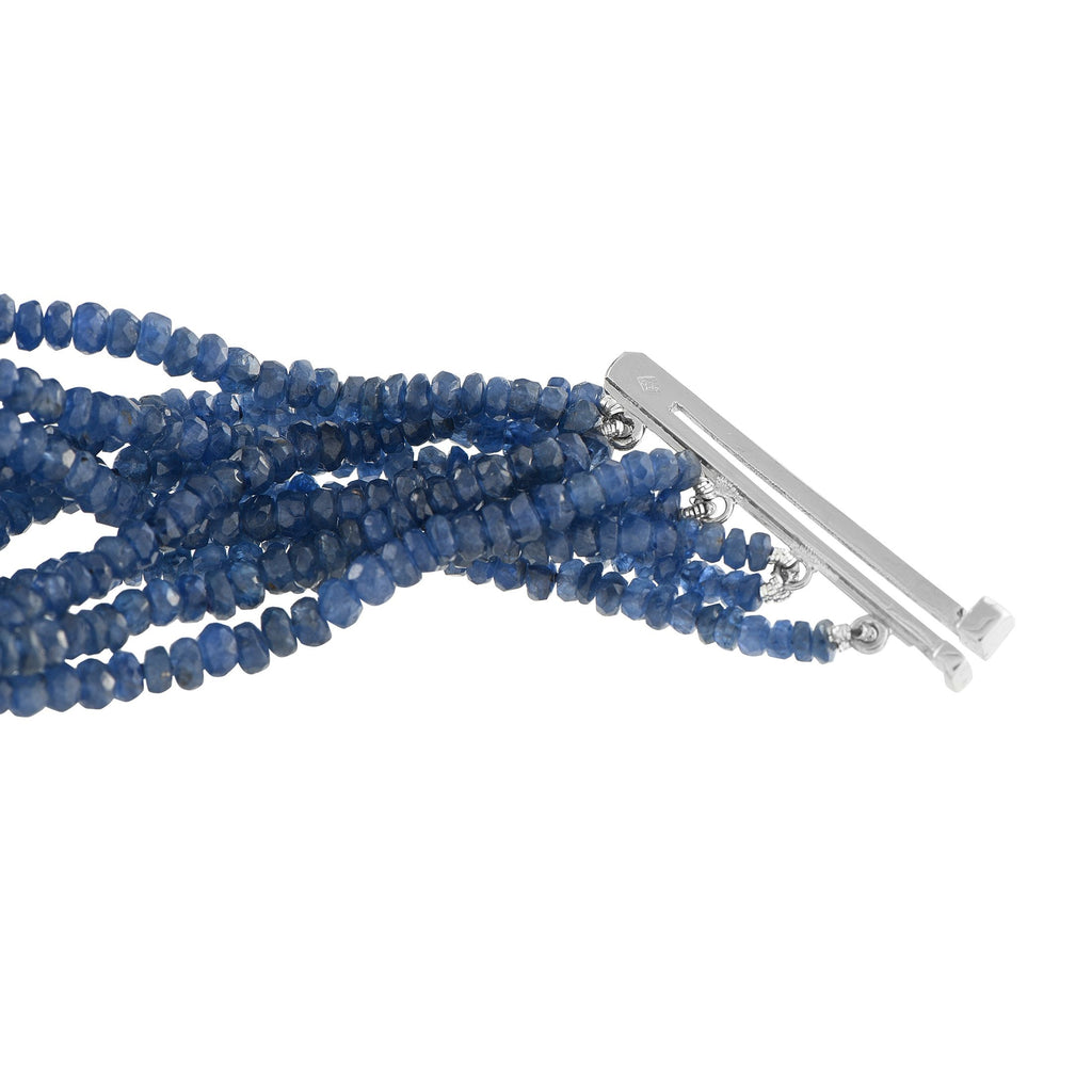 Exclusive 18K White Gold 9.75ct Diamond and 400.0ct Sapphire Multi-StrandNecklace MF12-090525