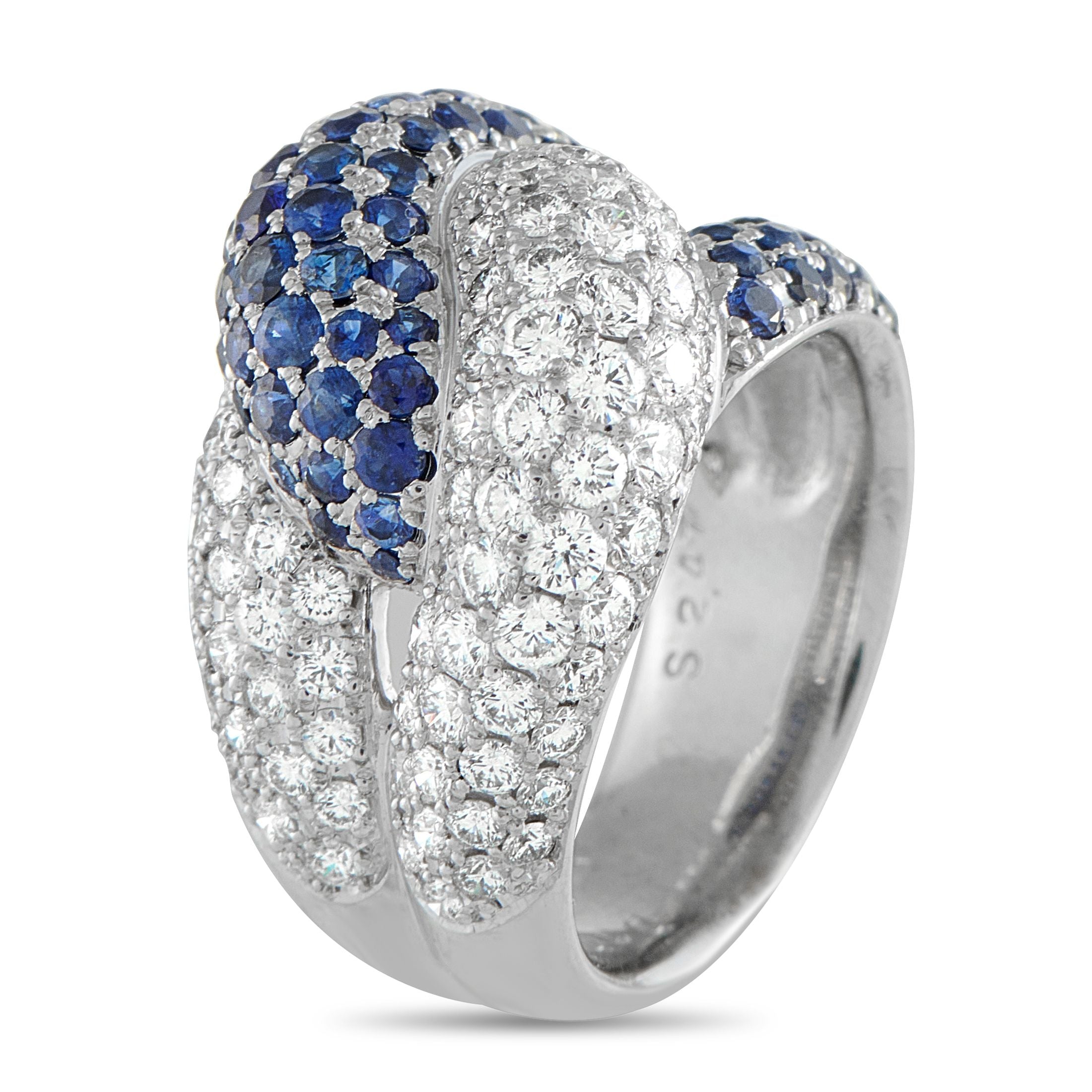 Exclusive 18K White Gold 1.72ct Diamond and Sapphire Ring
