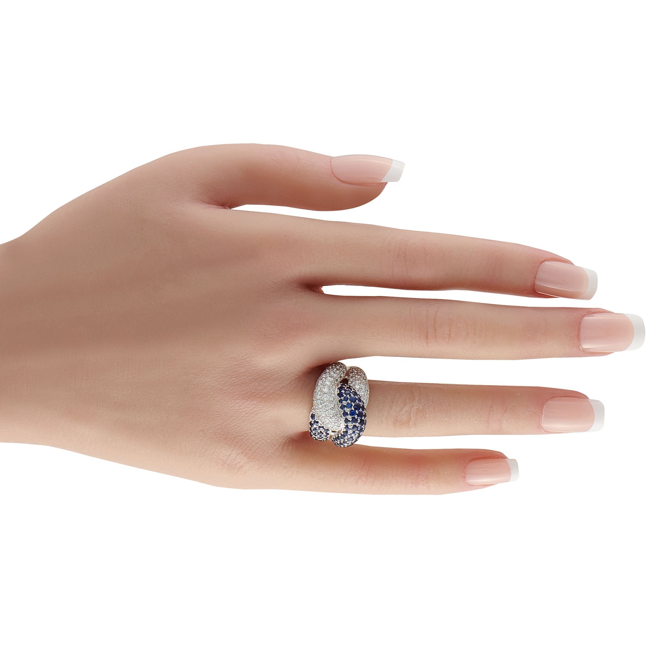 Exclusive 18K White Gold 1.72ct Diamond and Sapphire Ring