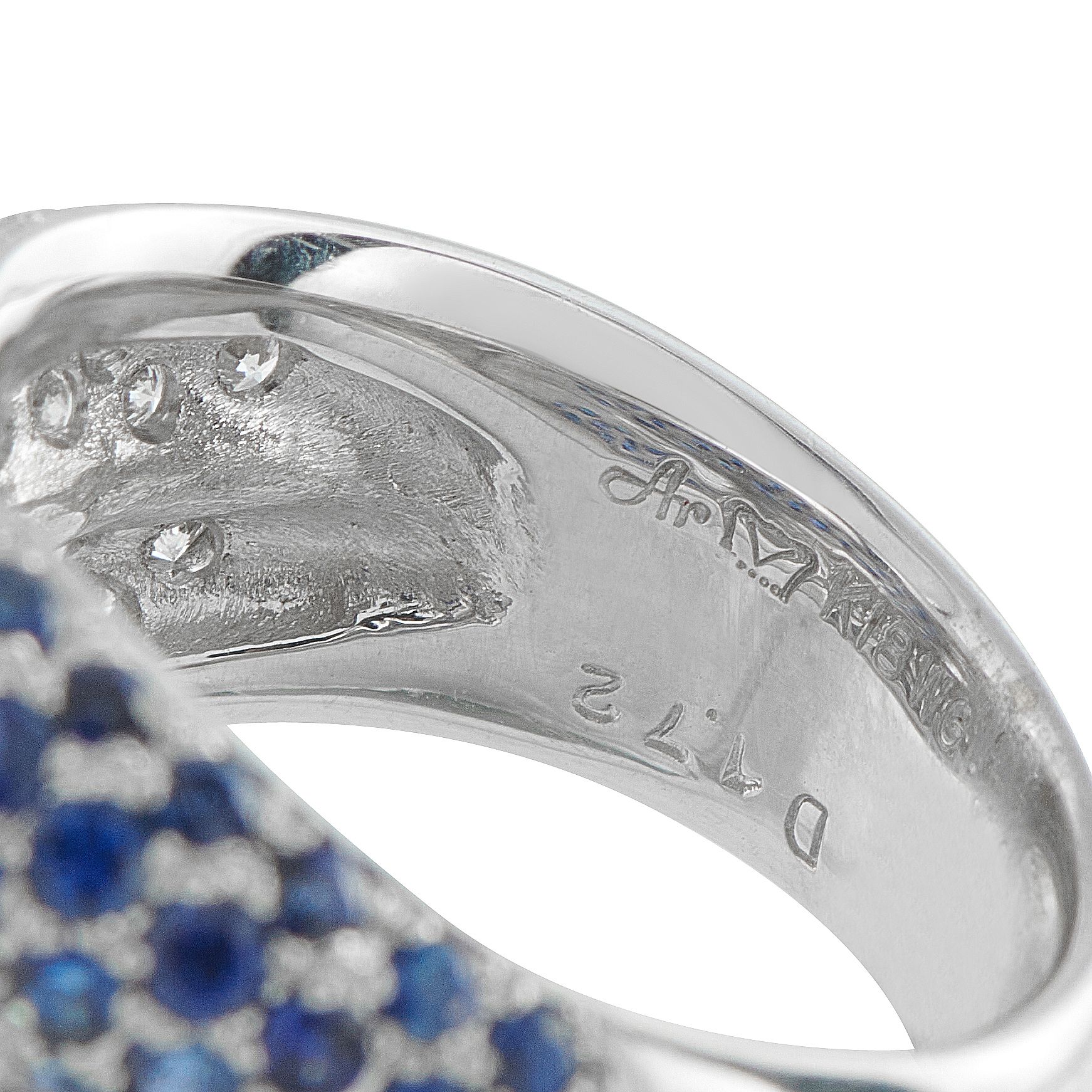 Exclusive 18K White Gold 1.72ct Diamond and Sapphire Ring