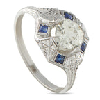 18K White Gold 0.99ct Diamond and Sapphire Octagon Ring