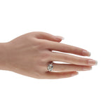 18K White Gold 0.99ct Diamond and Sapphire Octagon Ring