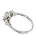 18K White Gold 0.99ct Diamond and Sapphire Octagon Ring