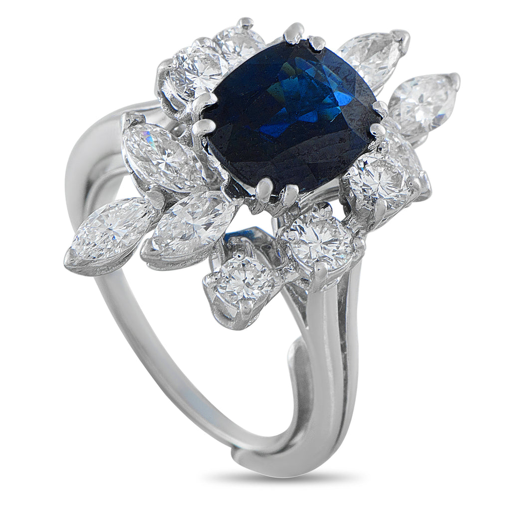 18K White Gold 1.15ct Diamond and Sapphire Ring
