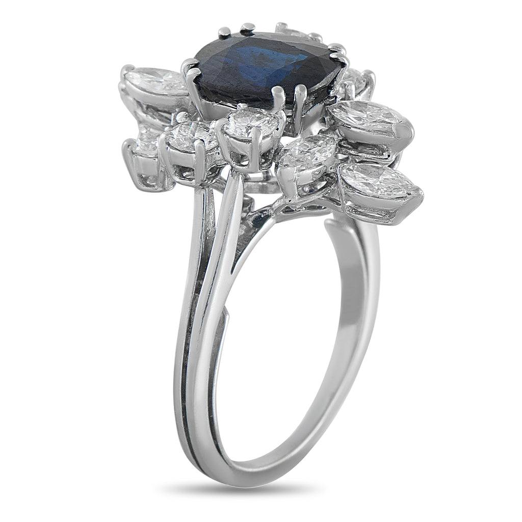 18K White Gold 1.15ct Diamond and Sapphire Ring