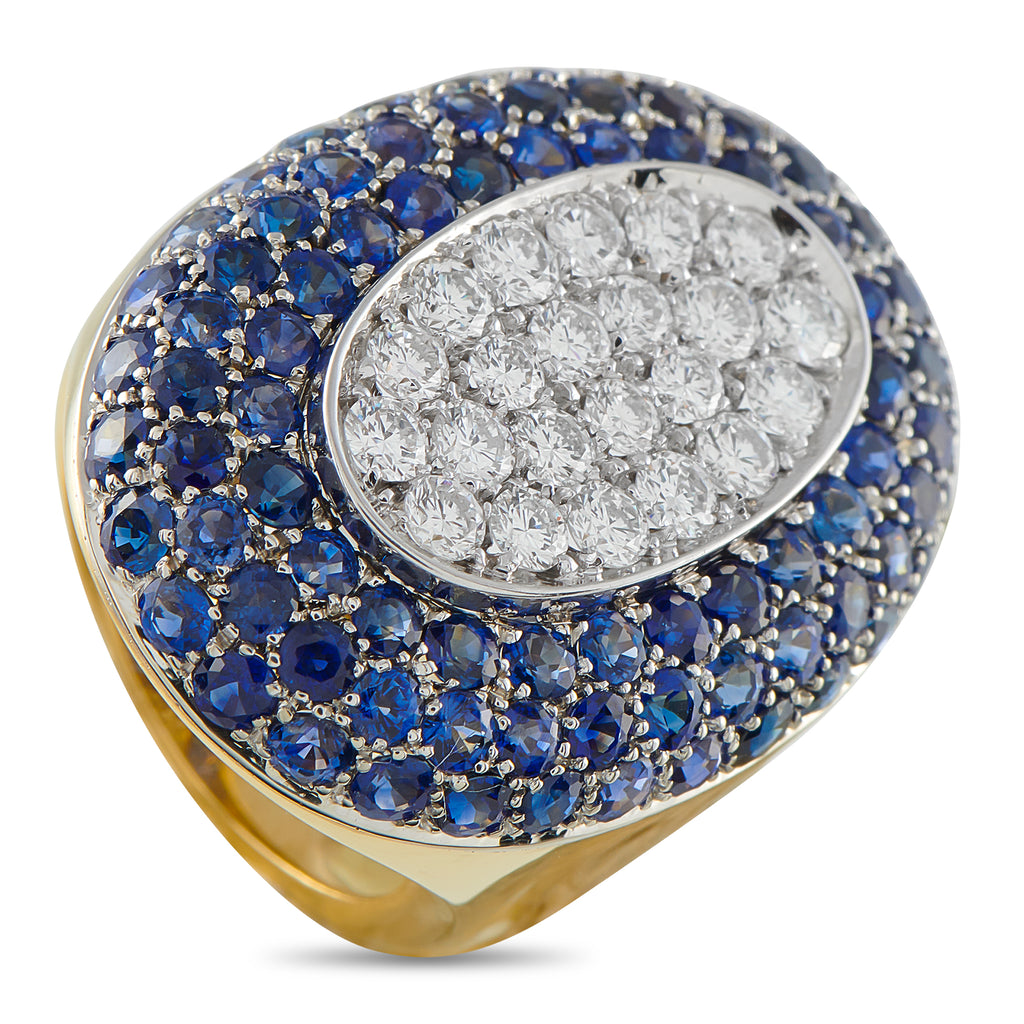 18K White Gold 2.25ct Diamond and Sapphire Ring
