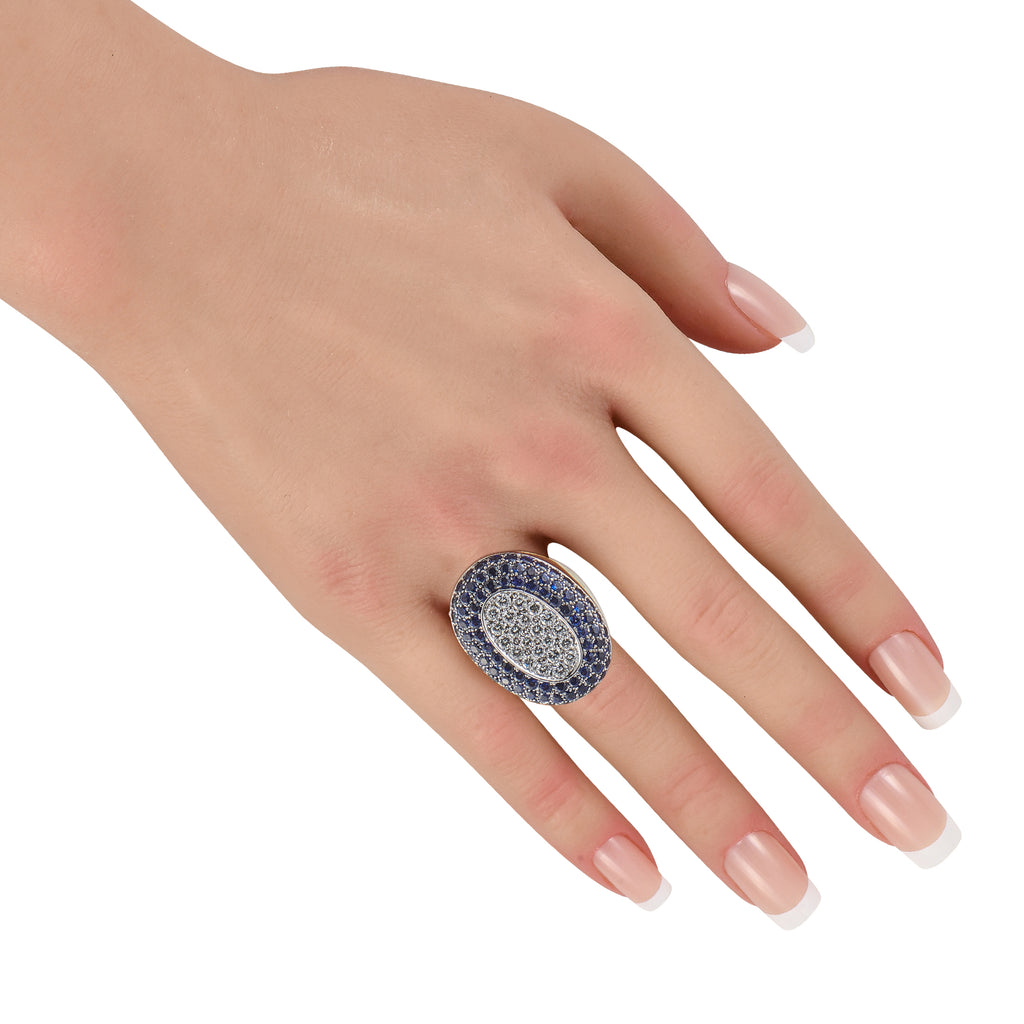 18K White Gold 2.25ct Diamond and Sapphire Ring