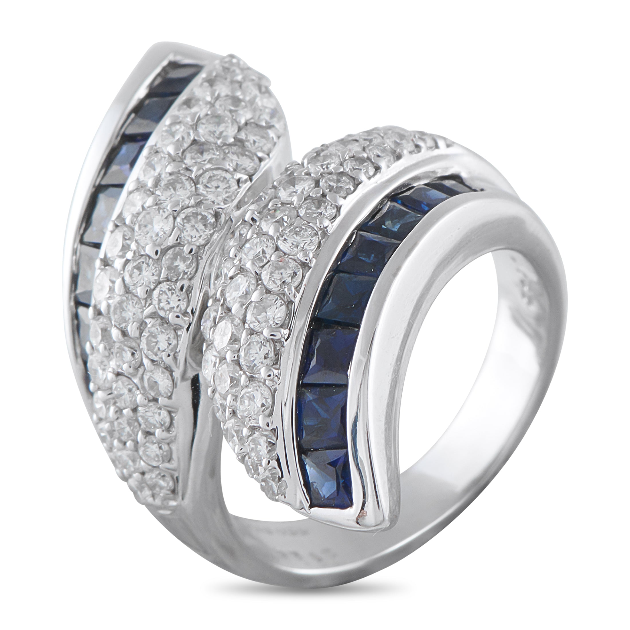 Exclusive 18K White Gold 1.42ct Diamond and Sapphire Ring
