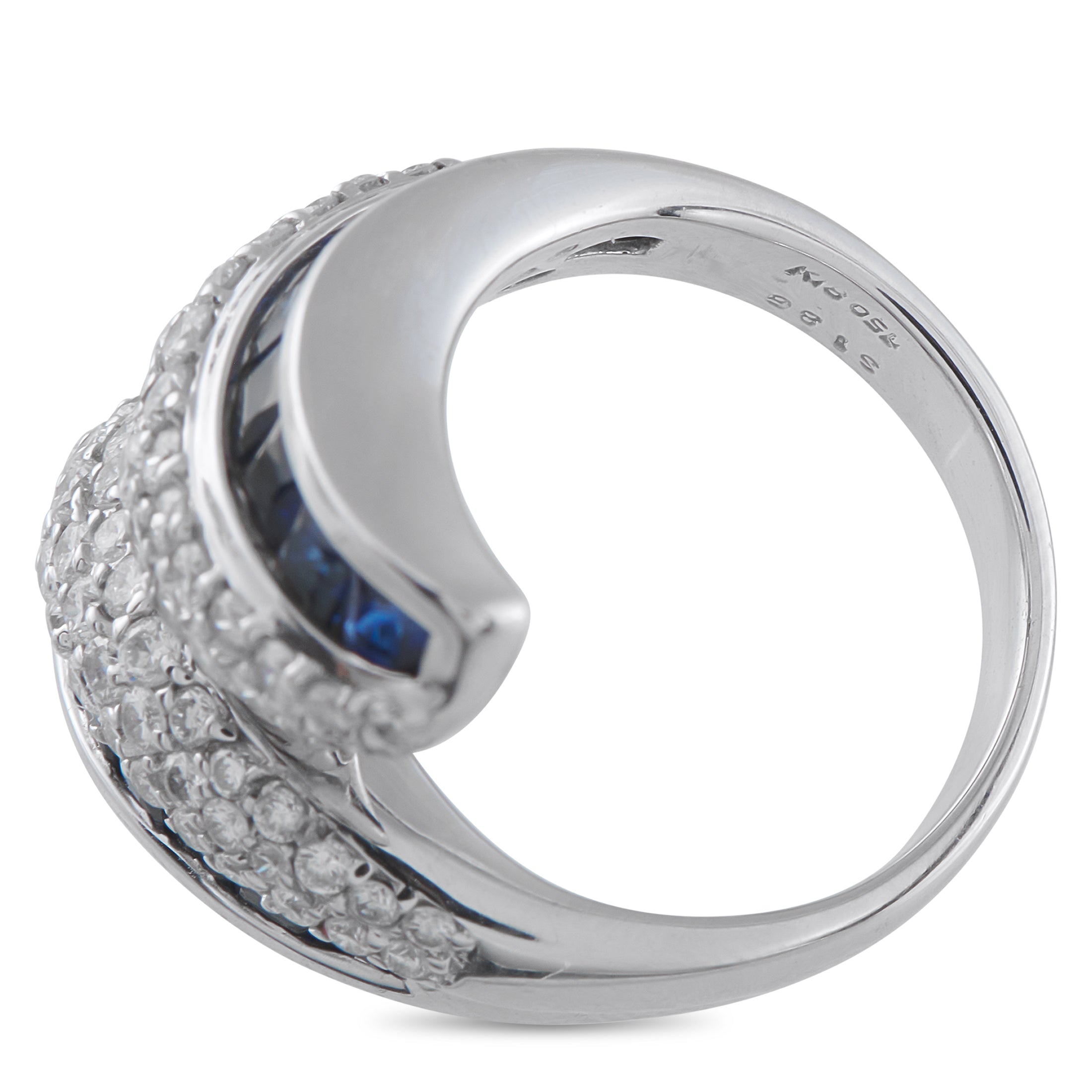 Exclusive 18K White Gold 1.42ct Diamond and Sapphire Ring