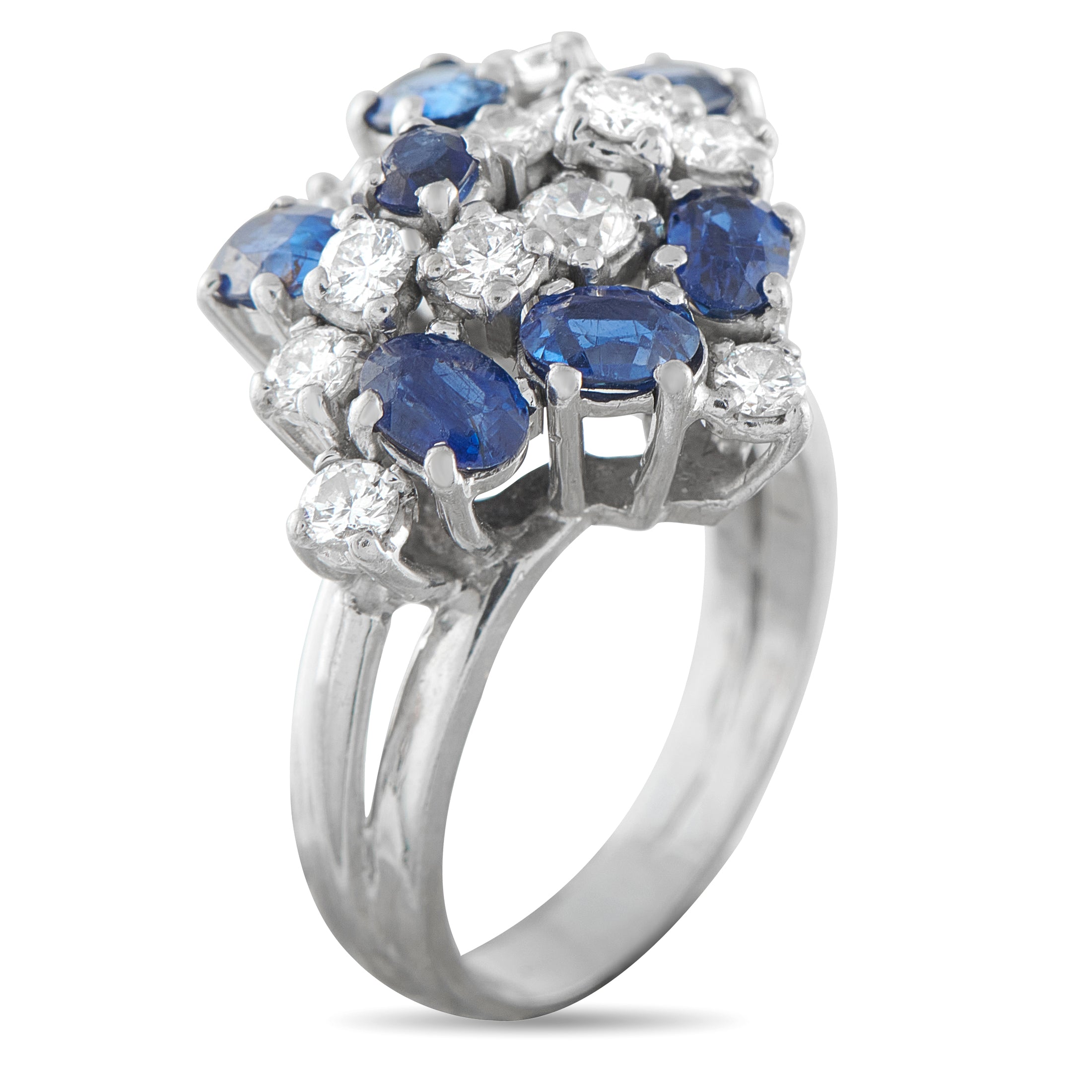 18K White Gold 0.90ct Diamond and Sapphire Ring