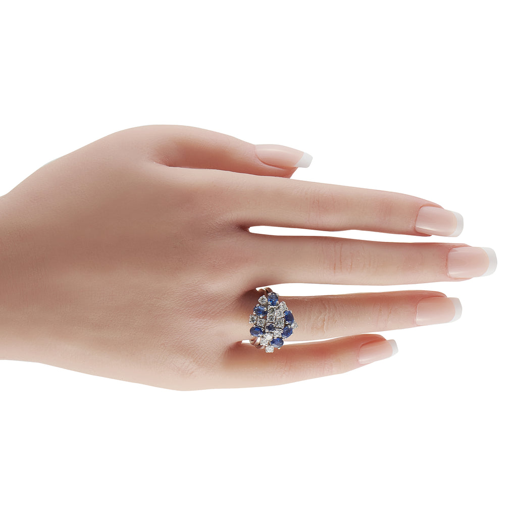 18K White Gold 0.90ct Diamond and Sapphire Ring