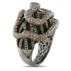 18K White Gold 2.25ct Diamond and Sapphire Snake Ring