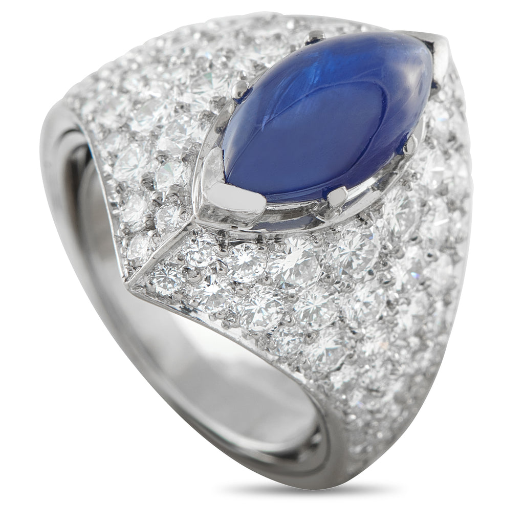 18K White Gold 2.59ct Diamond and Sapphire Ring