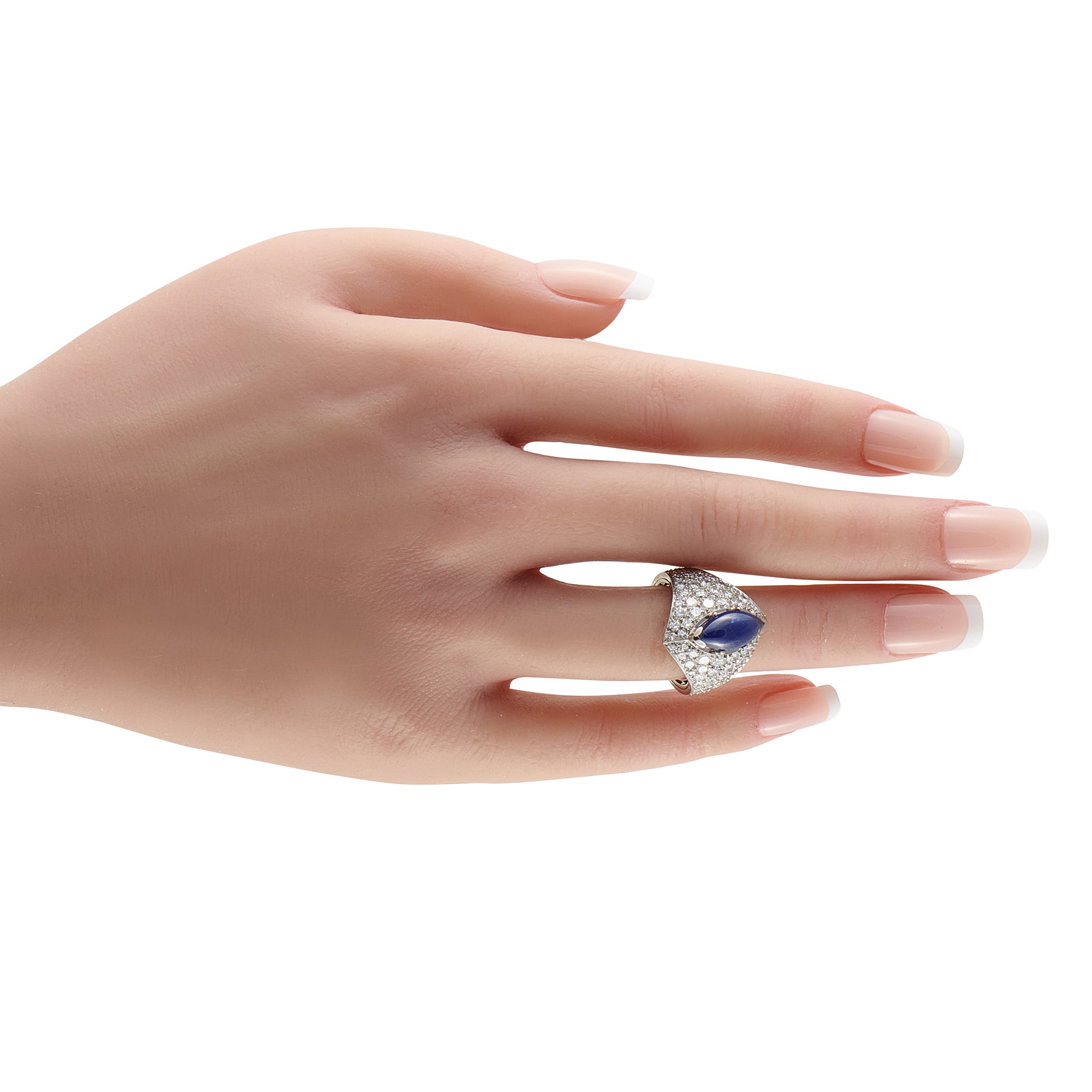 18K White Gold 2.59ct Diamond and Sapphire Ring