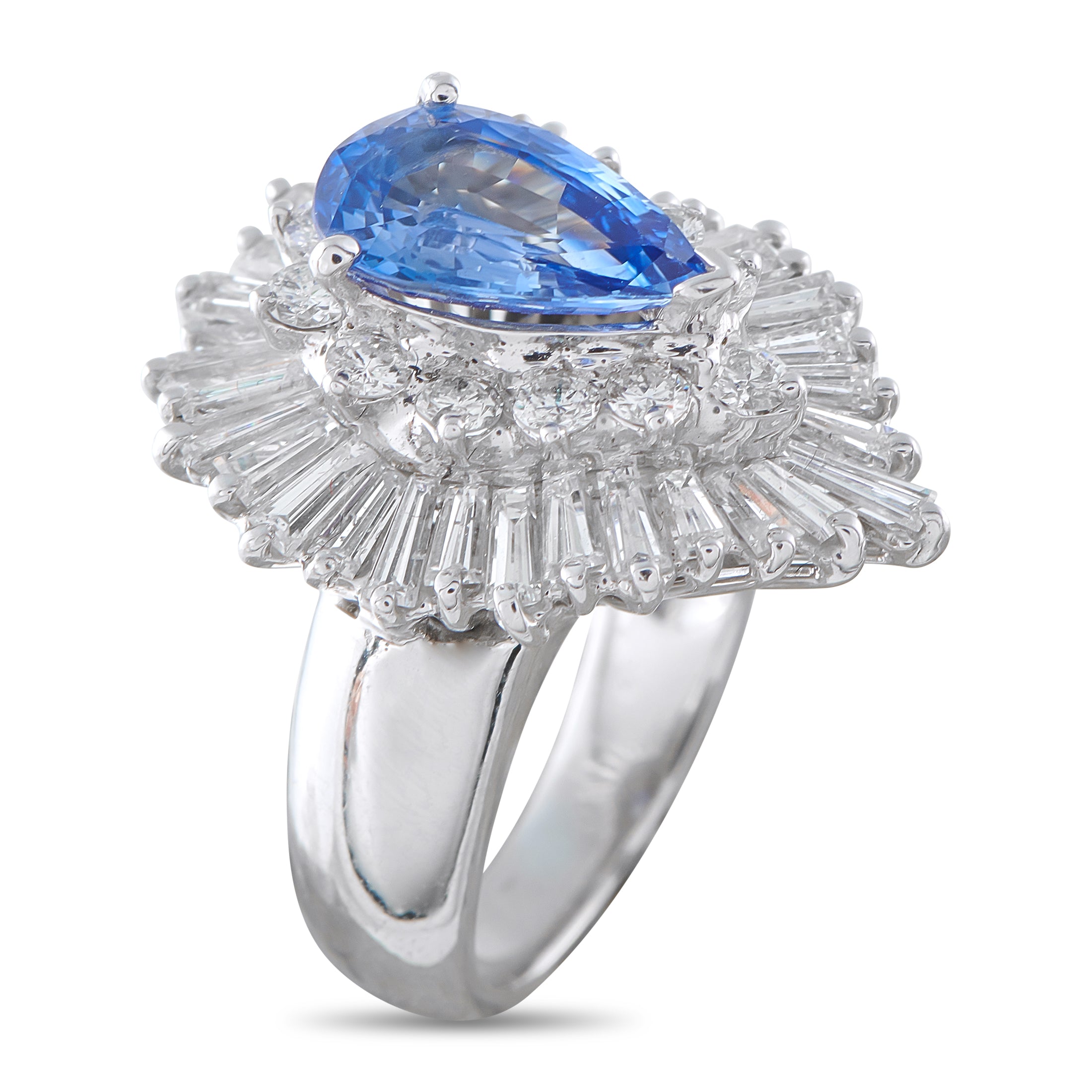 18K White Gold 2.90ct Diamond and Sapphire Ring