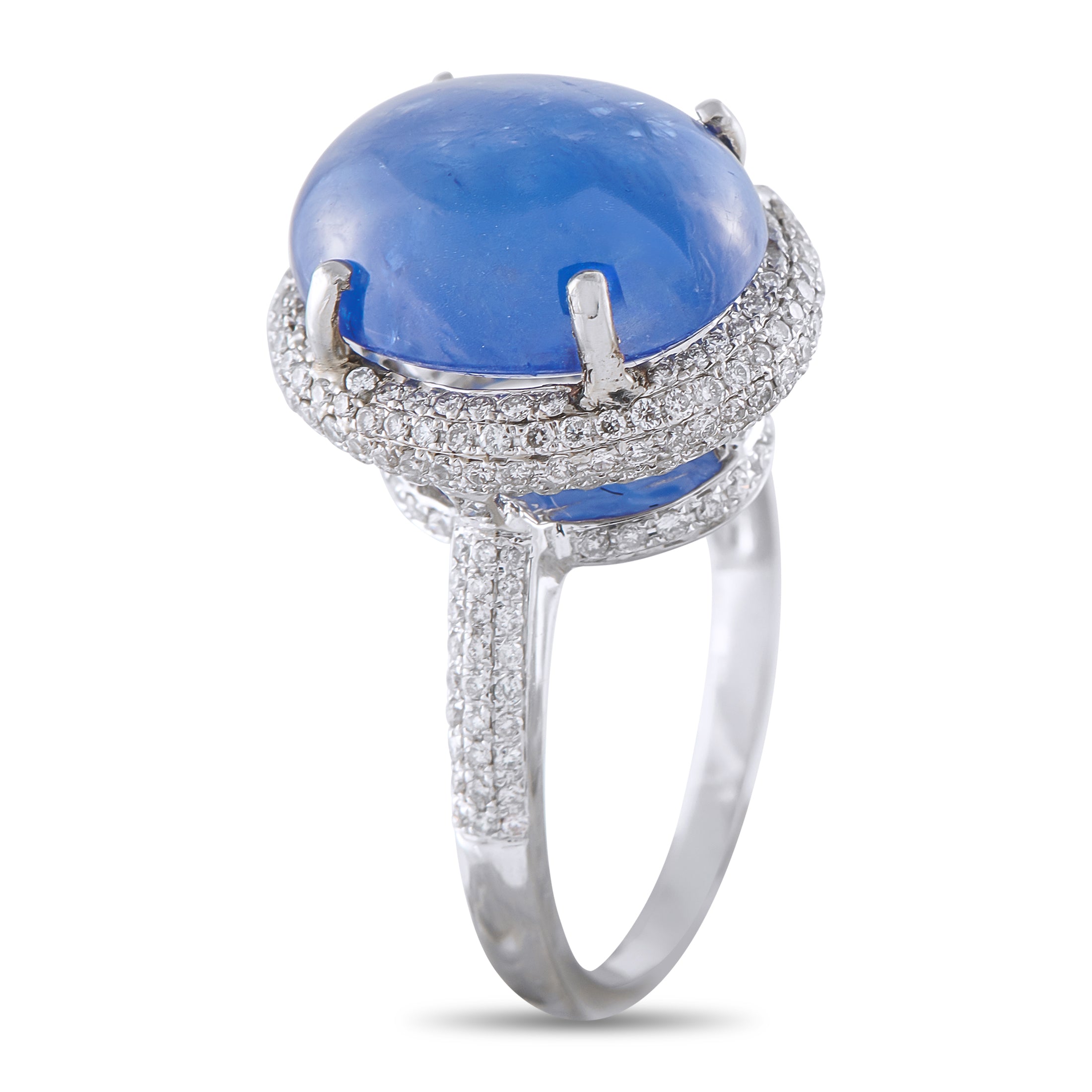 18K White Gold 1.0ct Diamond and Sapphire Ring