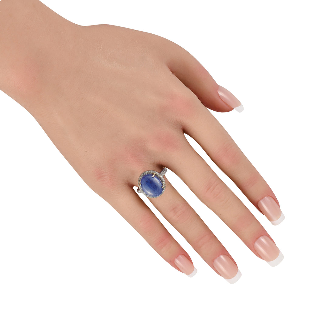 18K White Gold 1.0ct Diamond and Sapphire Ring