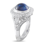 18K White Gold 0.85ct Diamond and Sapphire Ring