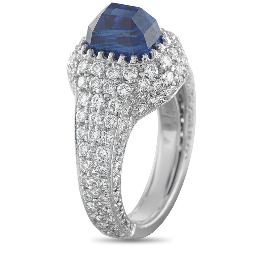 18K White Gold 2.10ct Diamond and Sapphire Ring