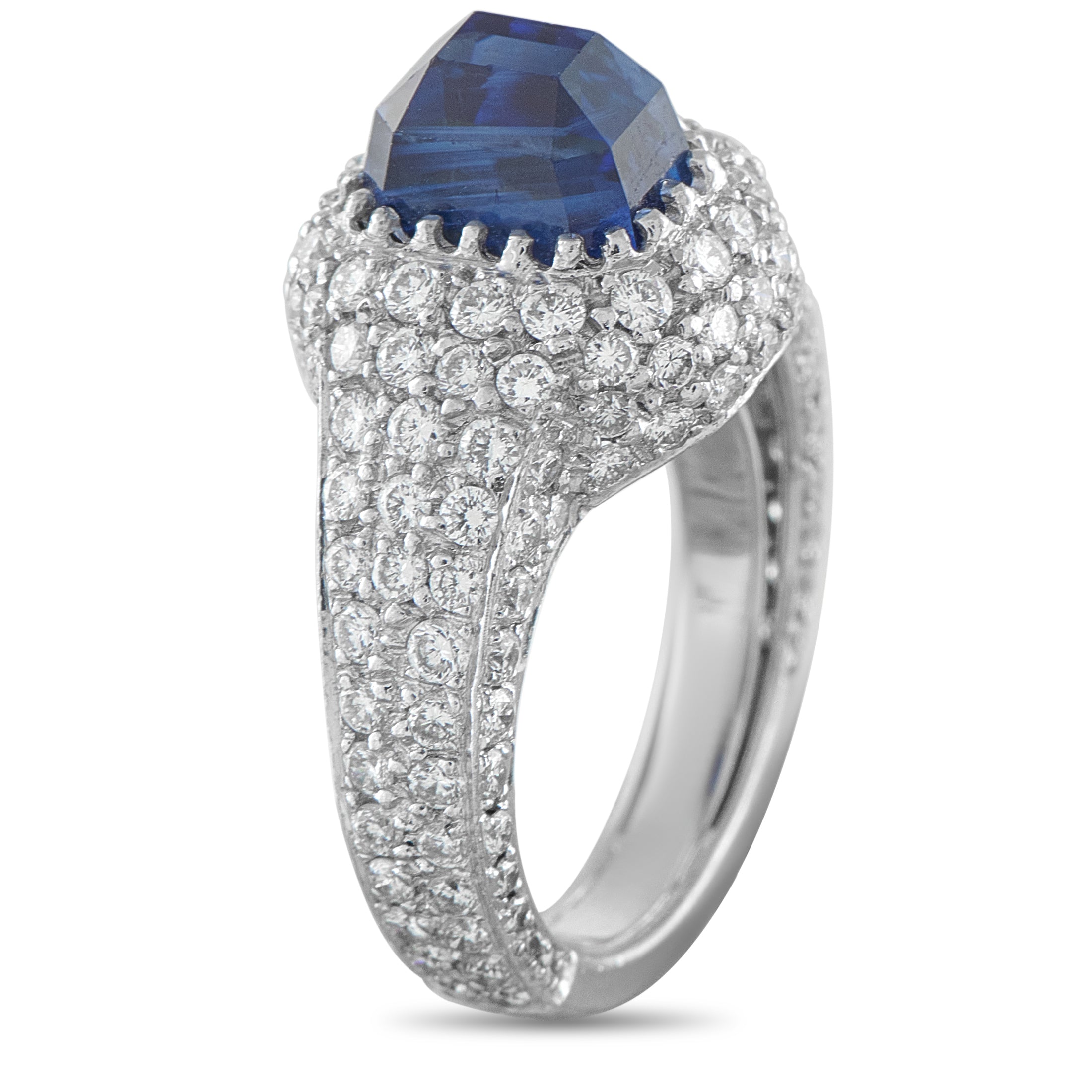 18K White Gold 2.10ct Diamond and Sapphire Ring
