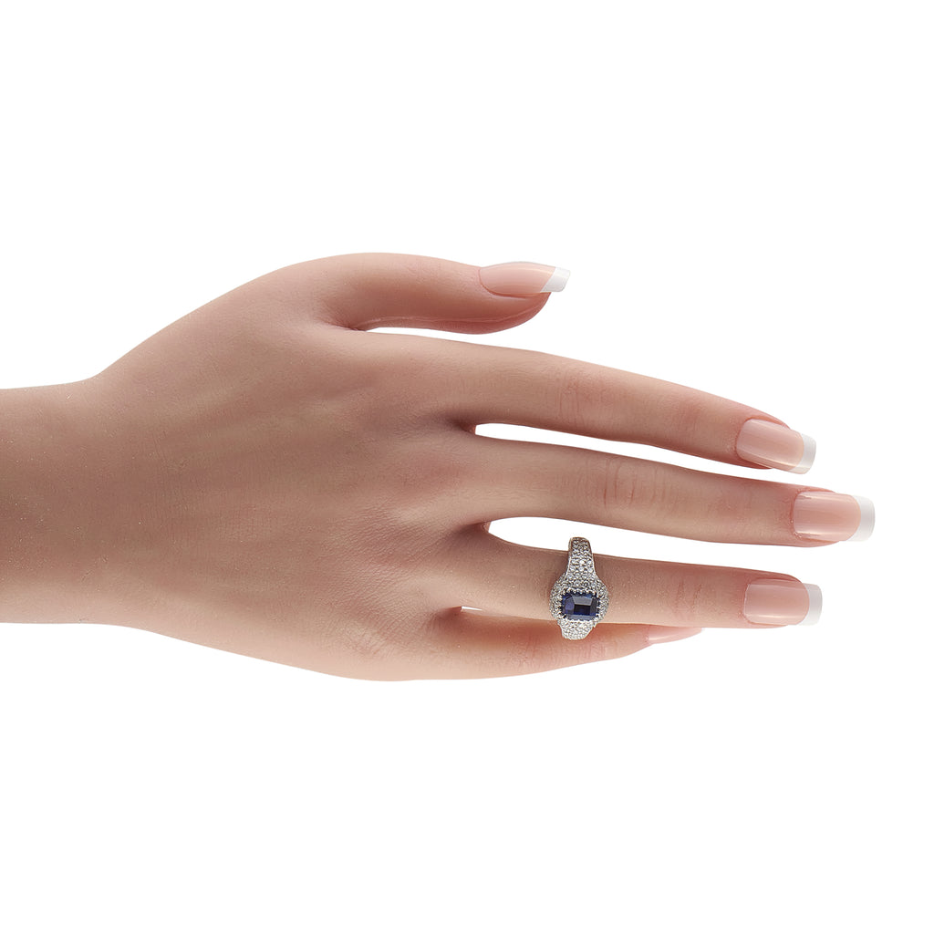 18K White Gold 2.10ct Diamond and Sapphire Ring