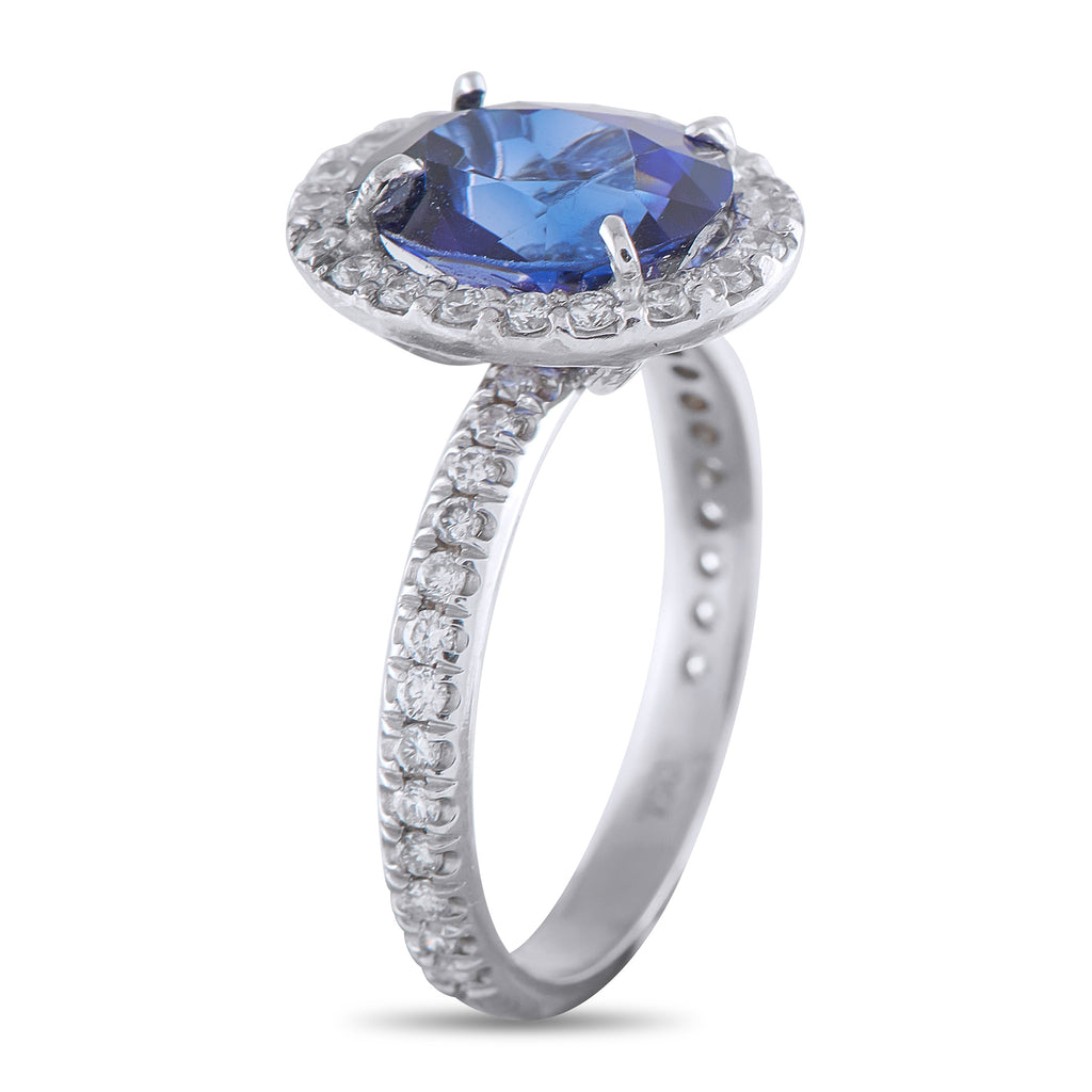 18K White Gold 0.23ct Diamond and Sapphire Ring