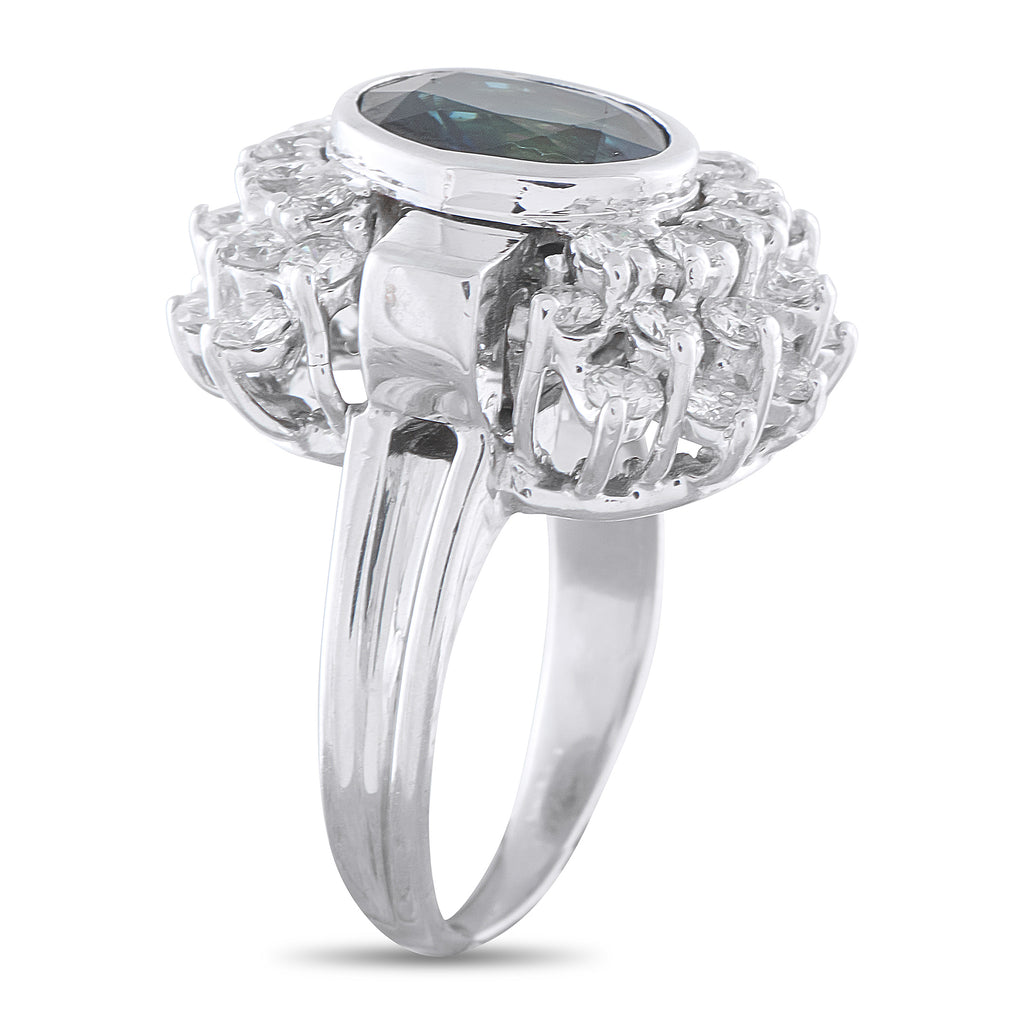 18K White Gold 1.92ct Diamond and Sapphire Ring