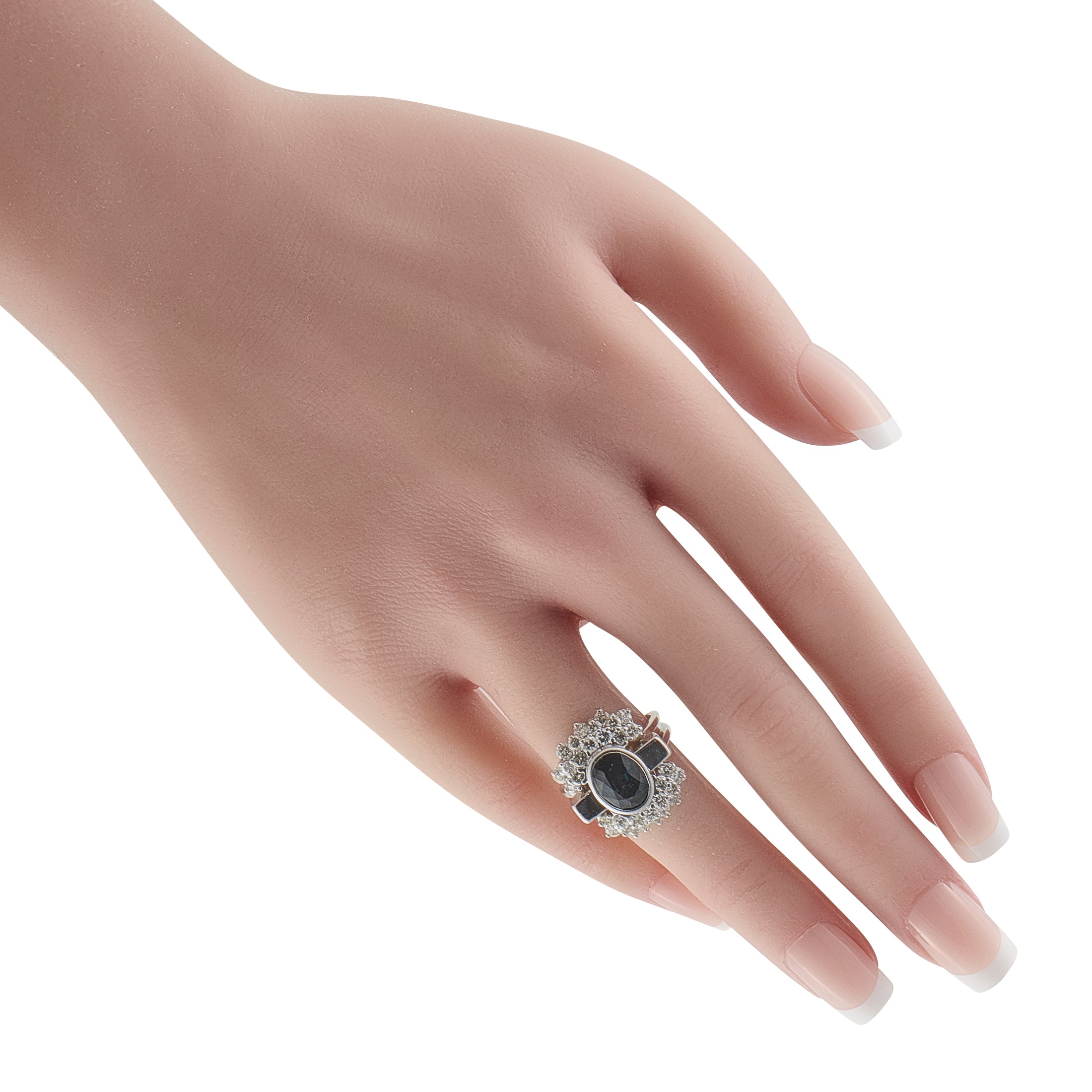 18K White Gold 1.92ct Diamond and Sapphire Ring