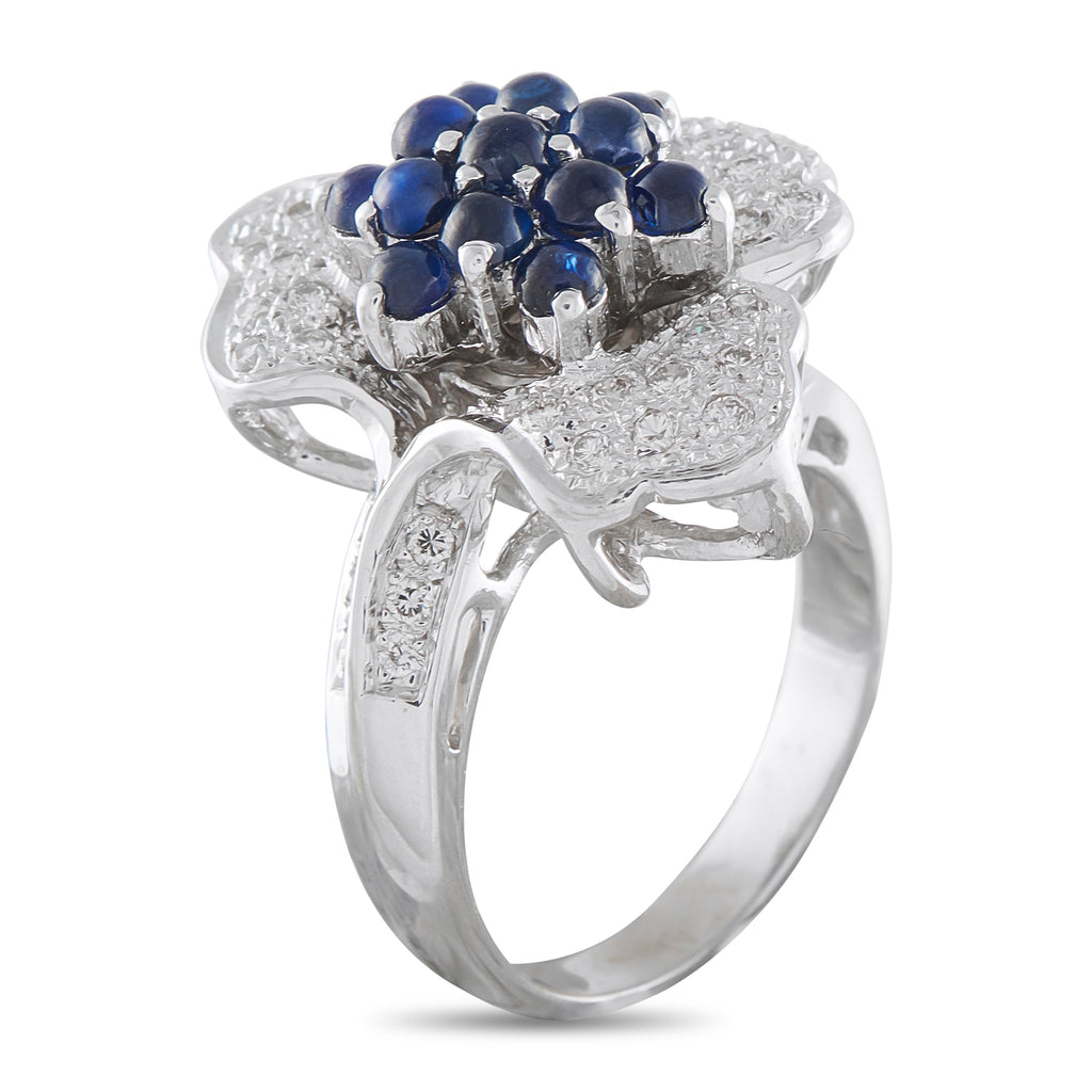 18K White Gold 0.48ct Diamond and Sapphire Ring
