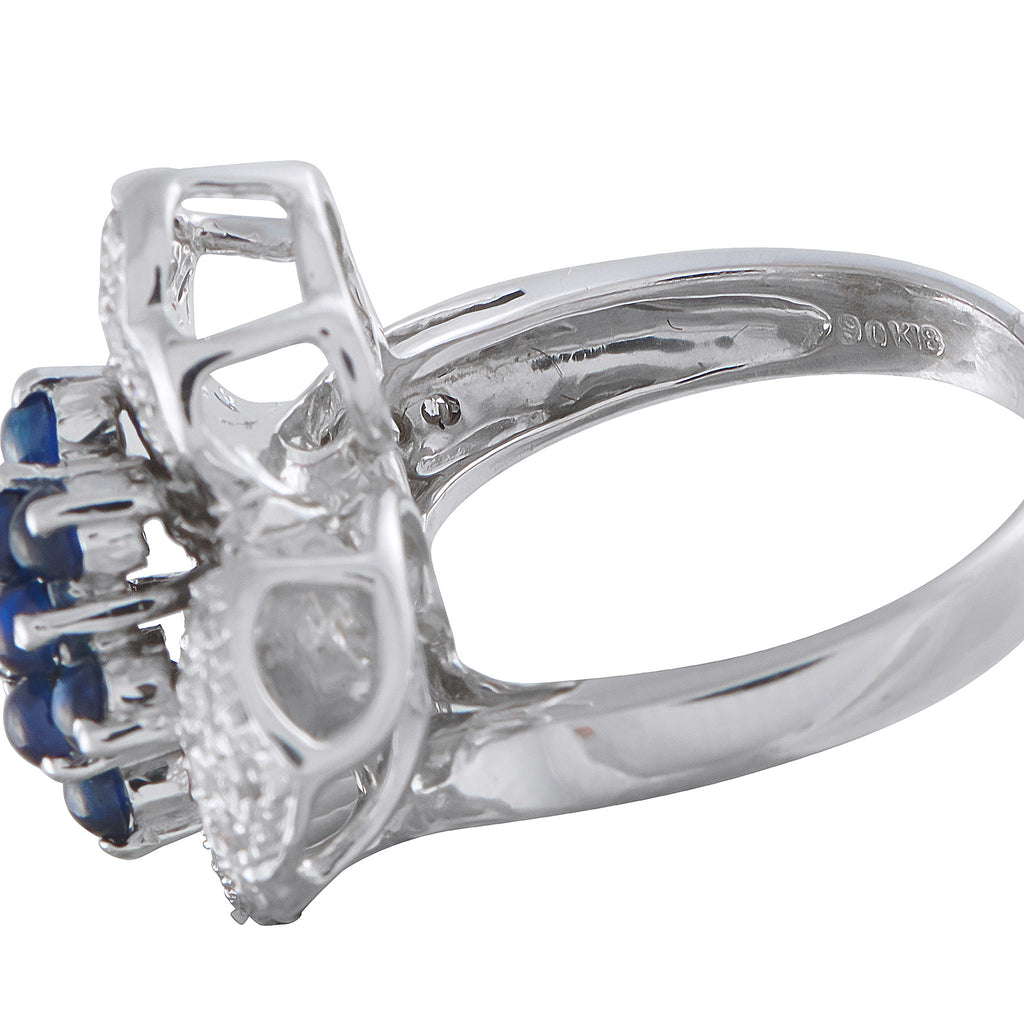 18K White Gold 0.48ct Diamond and Sapphire Ring