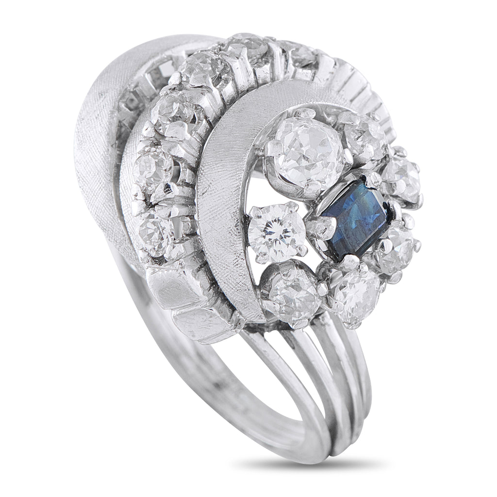 18K White Gold 1.50ct Diamond and Sapphire Ring