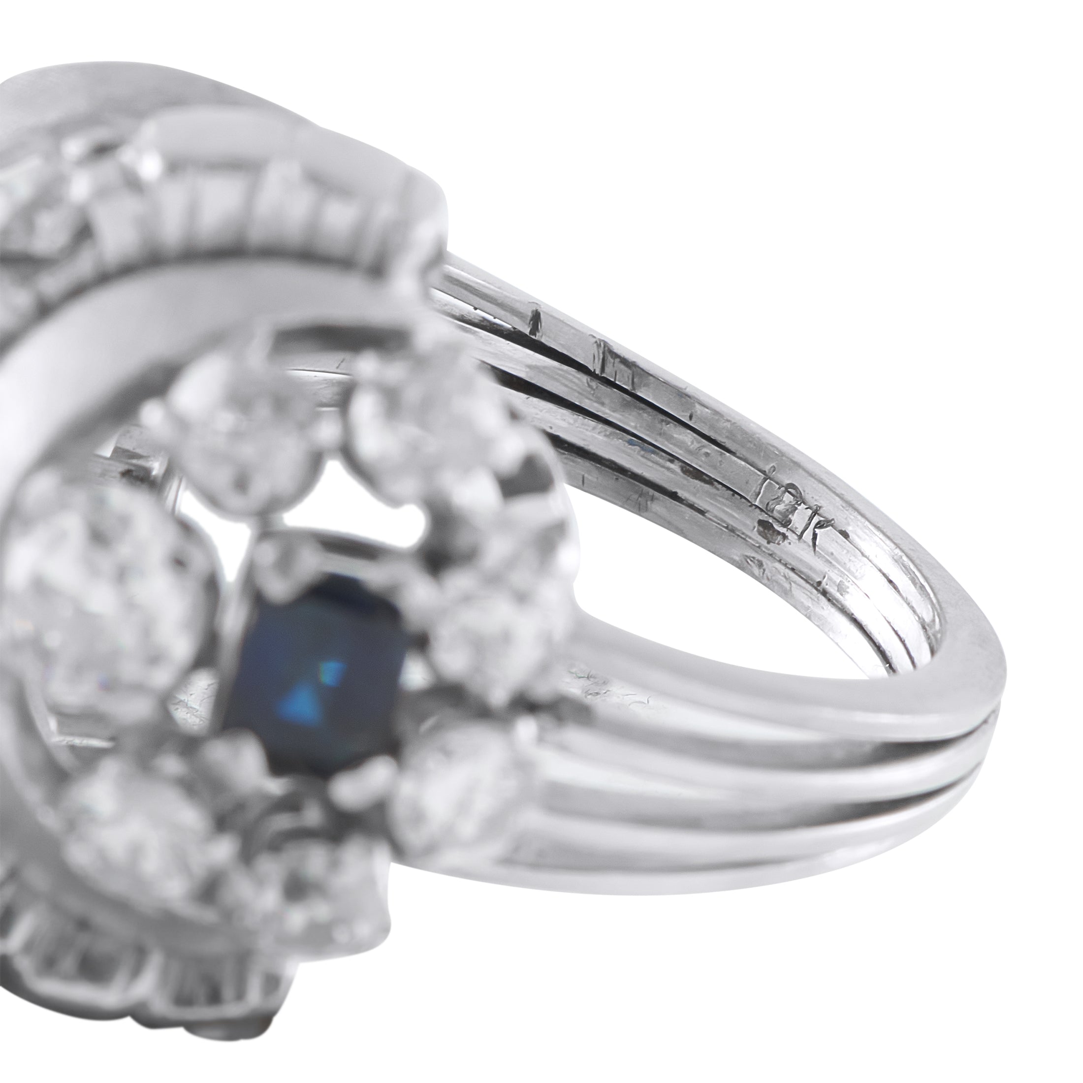 18K White Gold 1.50ct Diamond and Sapphire Ring