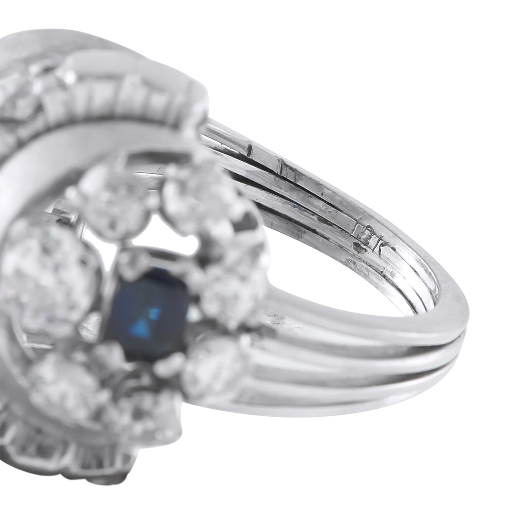 18K White Gold 1.50ct Diamond and Sapphire Ring