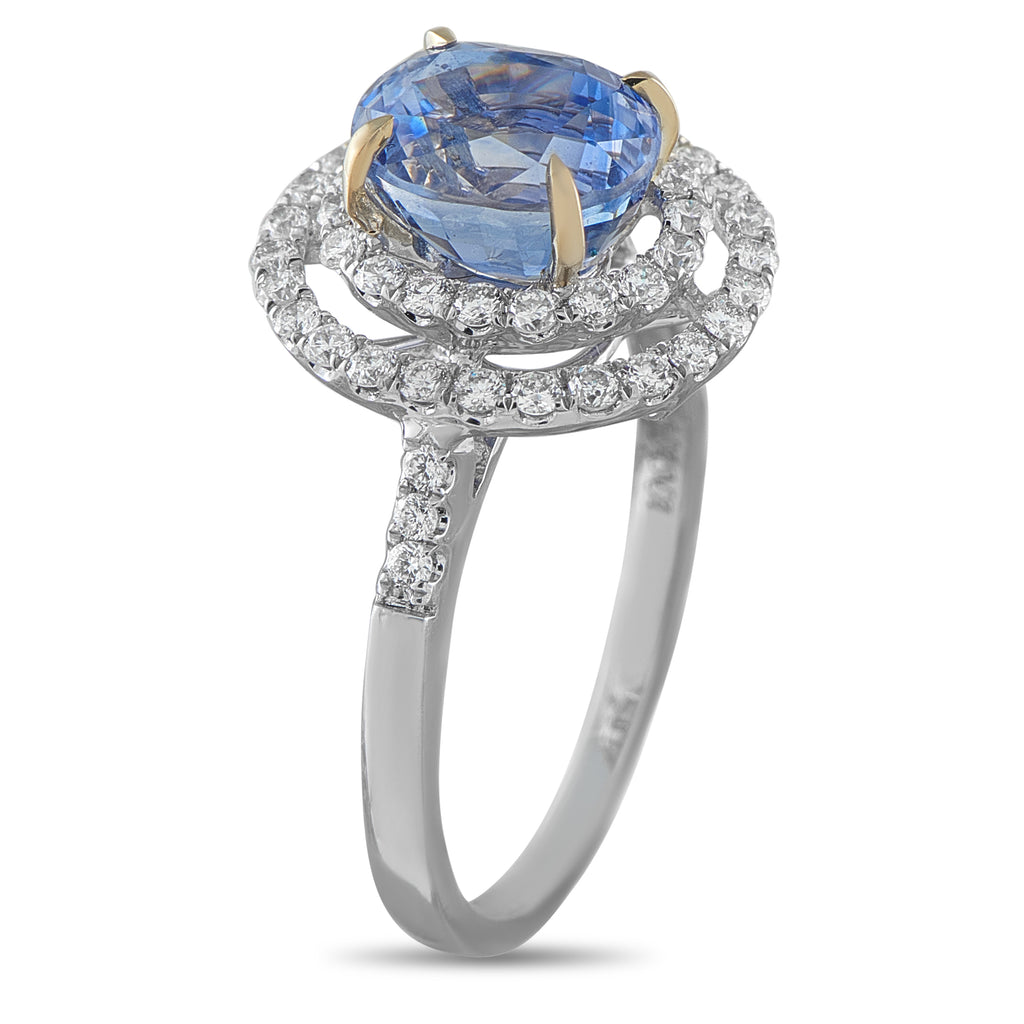 18K White Gold 0.52ct Diamond and Sapphire Ring