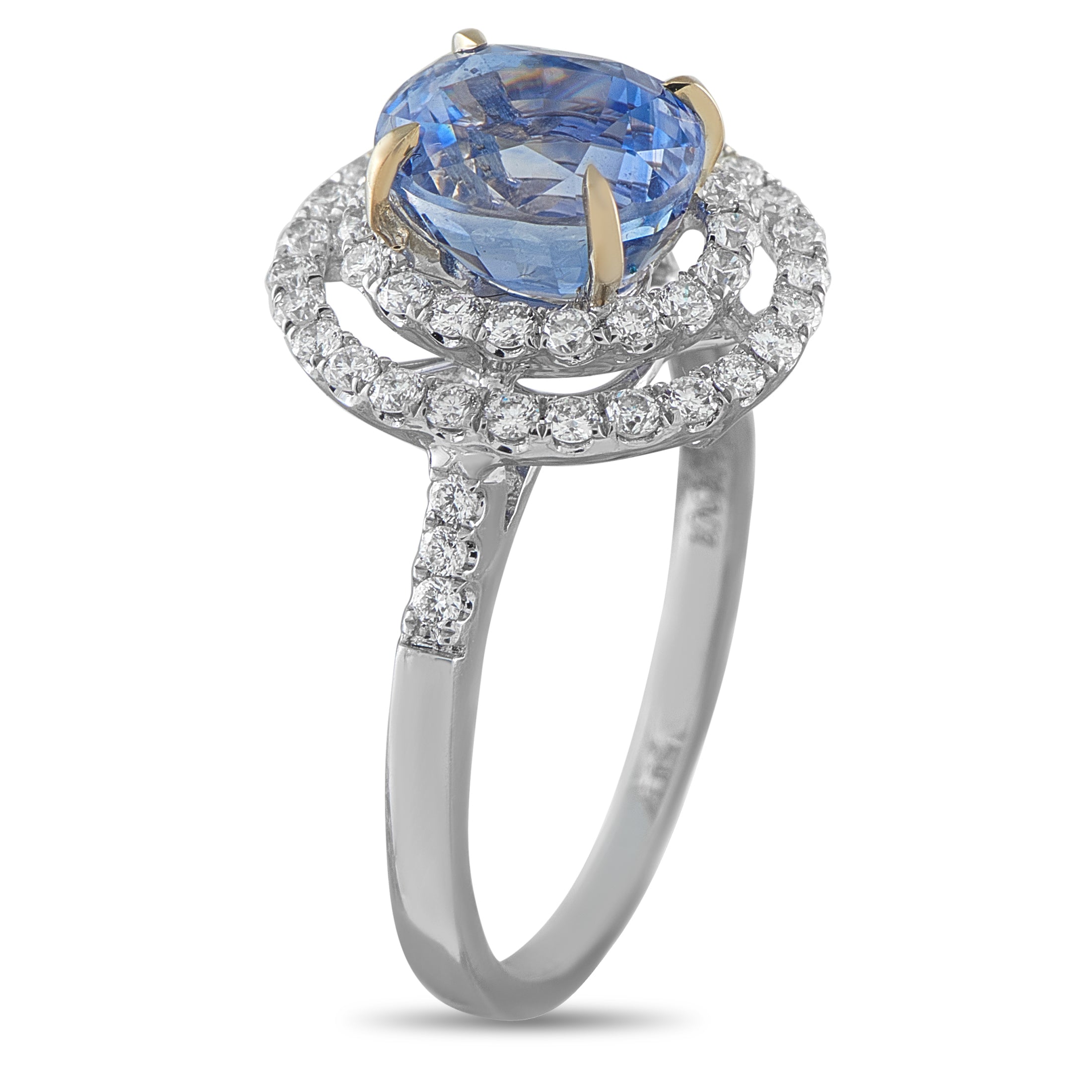 18K White Gold 0.52ct Diamond and Sapphire Ring