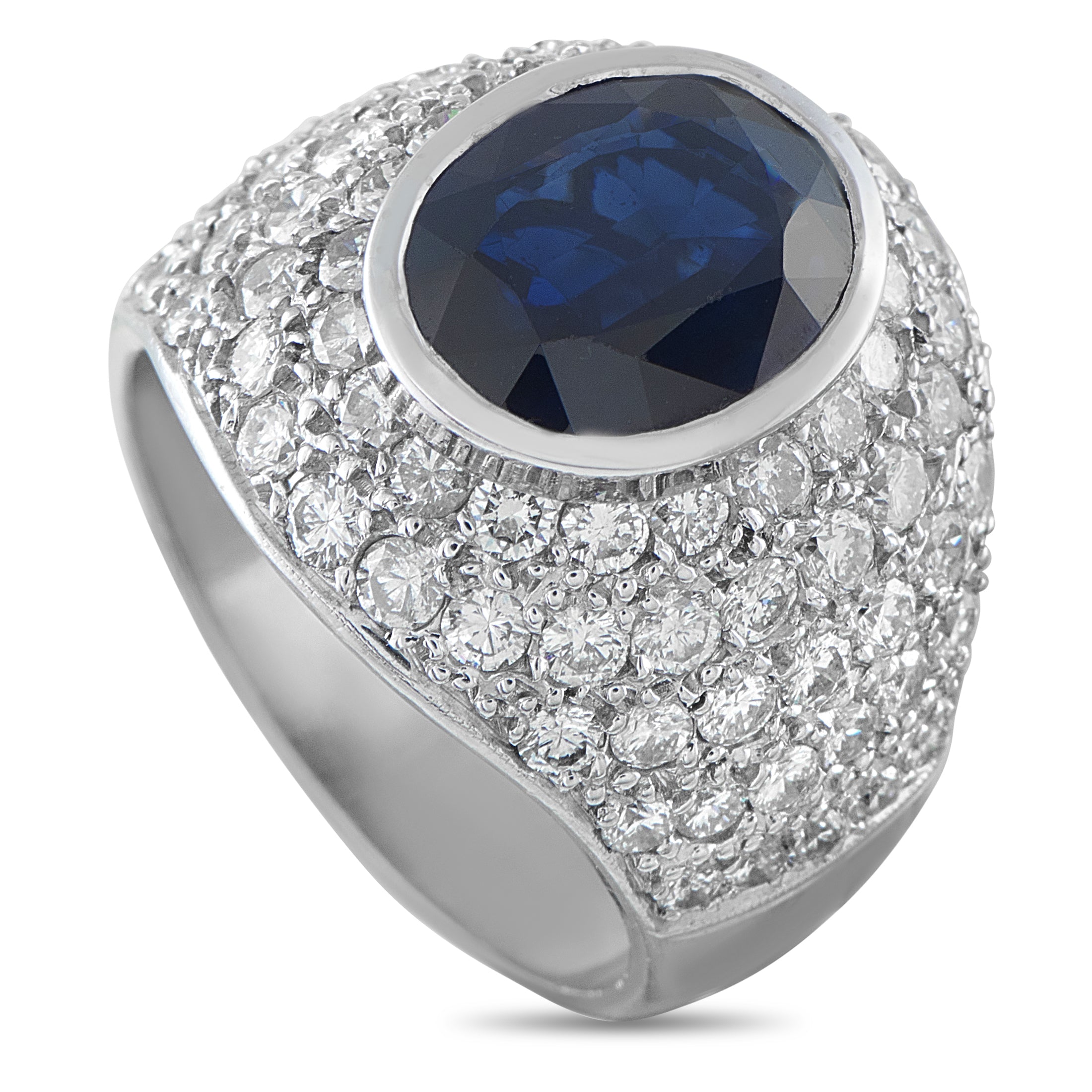 18K White Gold 3.0ct Diamond and Sapphire Ring