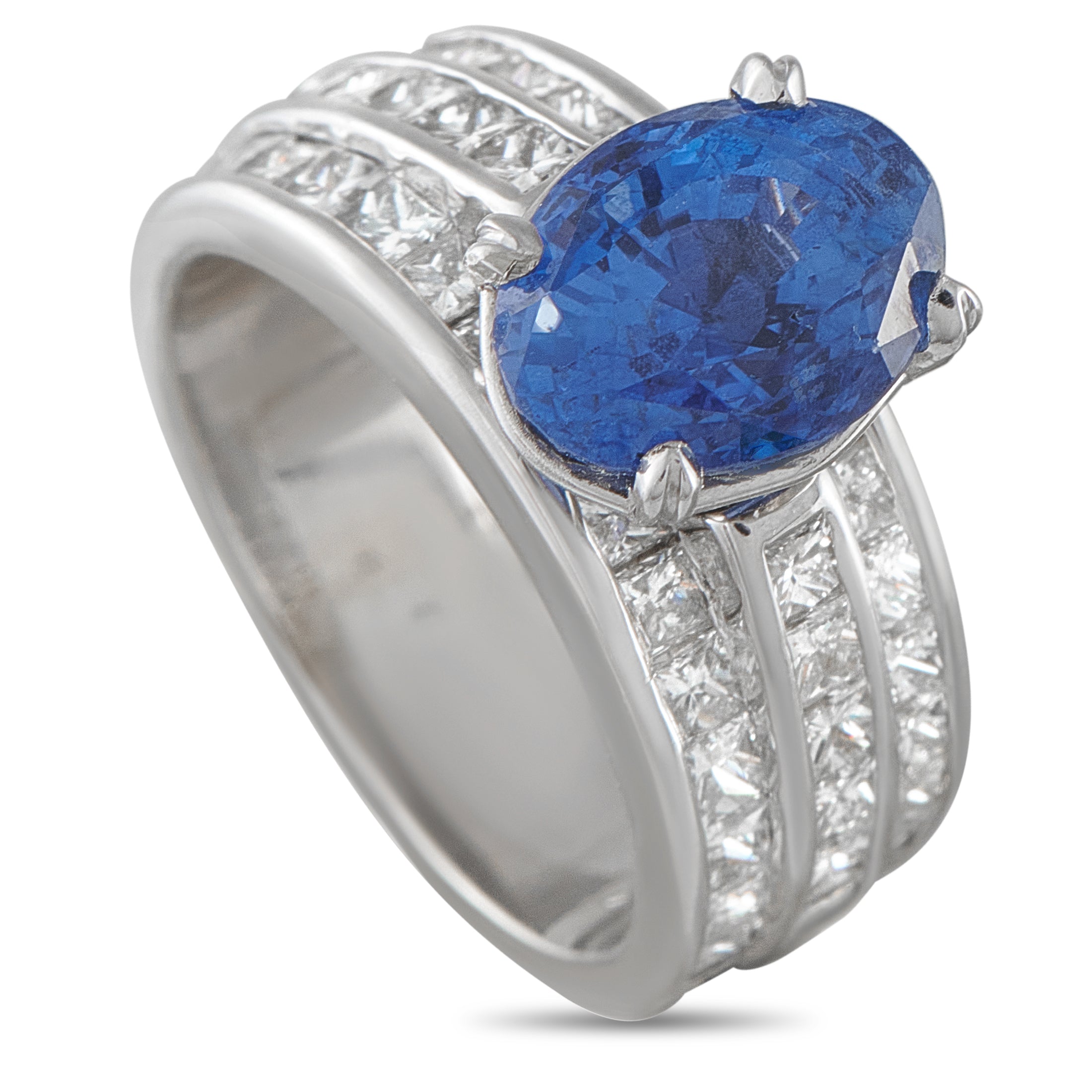 18K White Gold 1.50ct Diamond and Sapphire Ring