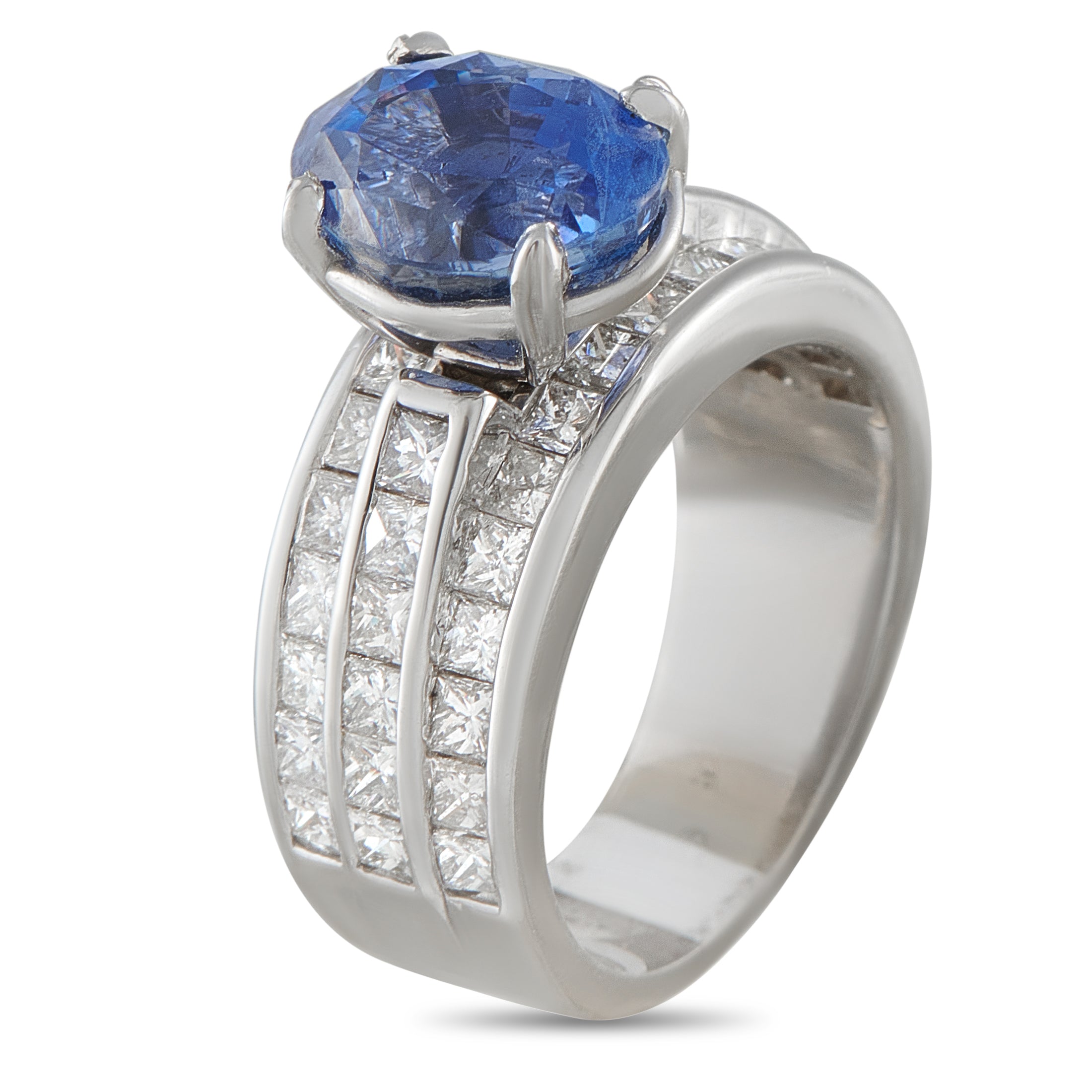 18K White Gold 1.50ct Diamond and Sapphire Ring