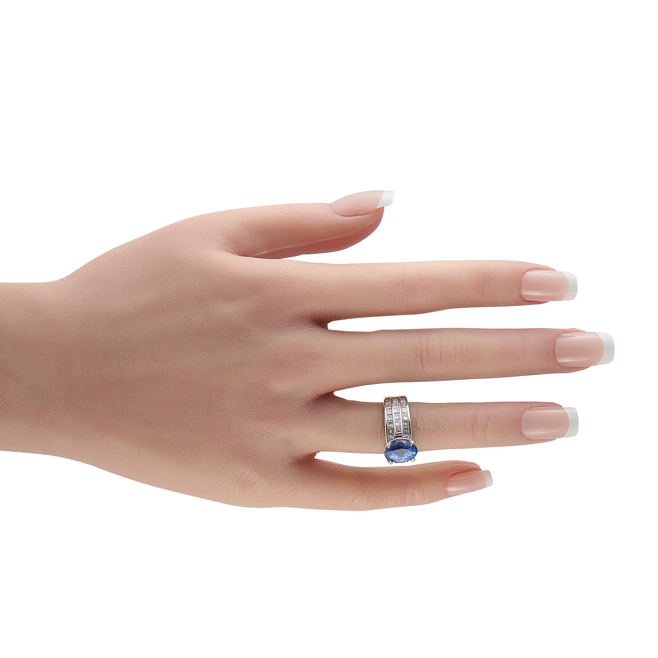 18K White Gold 1.50ct Diamond and Sapphire Ring