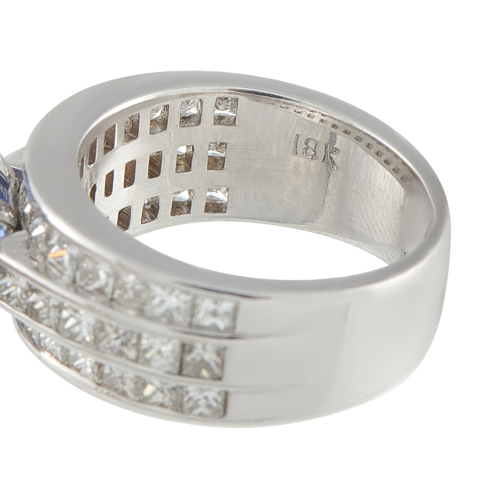 18K White Gold 1.50ct Diamond and Sapphire Ring