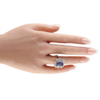 18K White Gold 1.20ct Diamond and Sapphire Cabochon Halo Ring