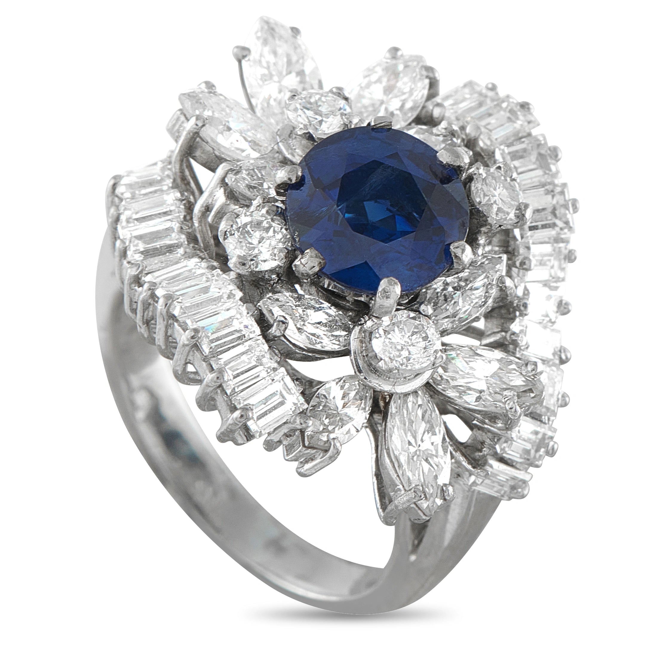 Exclusive  18K White Gold 2.75ct Diamond and Sapphire Ring