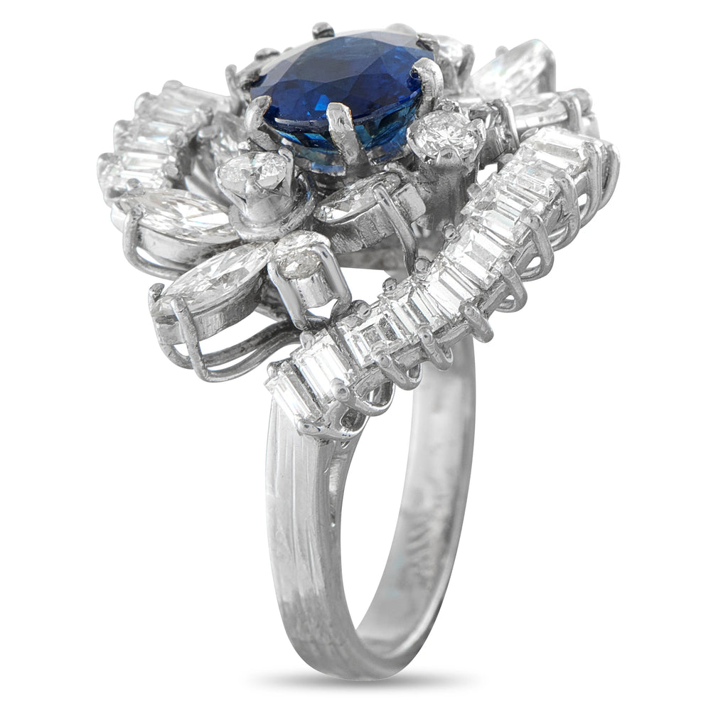 18K White Gold 2.75ct Diamond and Sapphire Ring