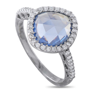 18K White Gold 0.28ct Diamond and Sapphire Ring