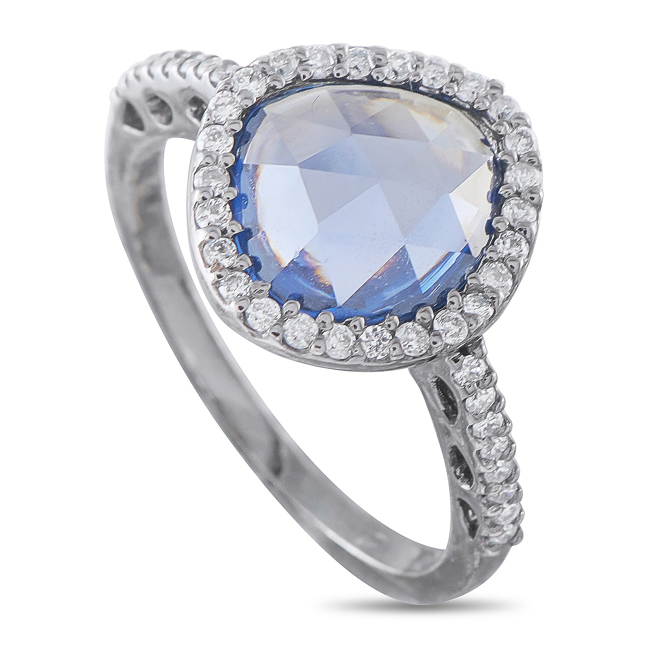 18K White Gold 0.28ct Diamond and Sapphire Ring