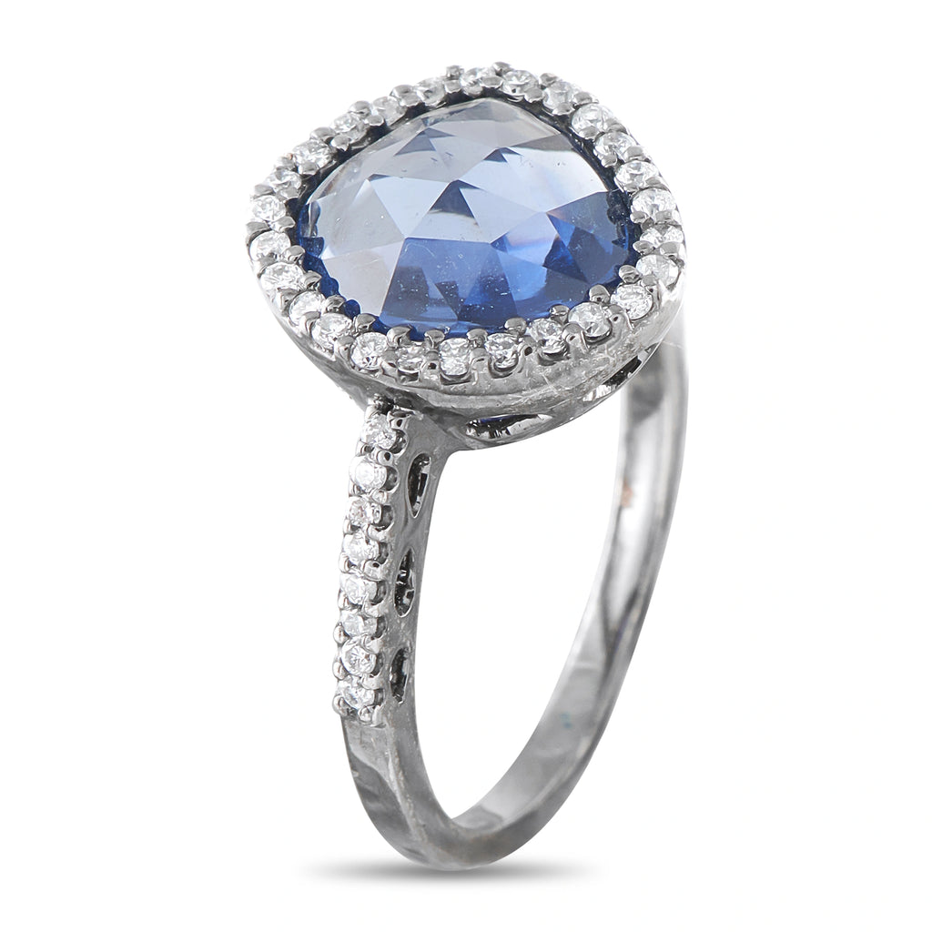 18K White Gold 0.28ct Diamond and Sapphire Ring