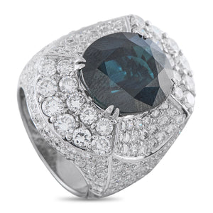 18K White Gold 4.0ct Diamond and Sapphire Cocktail Ring