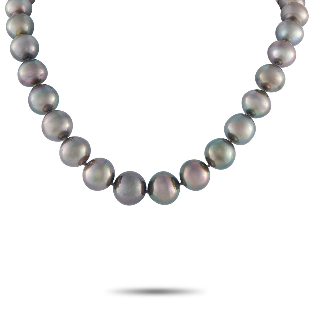 18K White Gold 4.0ct Diamond and Tahitian Pearl Necklace