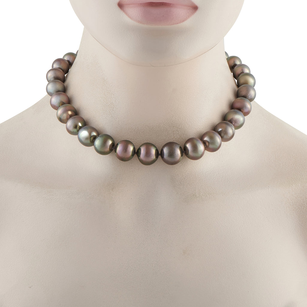 18K White Gold 4.0ct Diamond and Tahitian Pearl Necklace